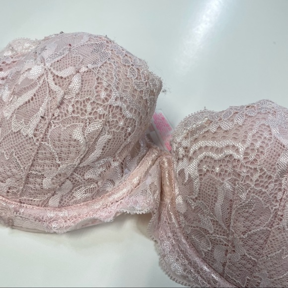PINK Victorias Secret 34B Strapless Multiway Bra Pink Floral Lace Underwire - Picture 4 of 9
